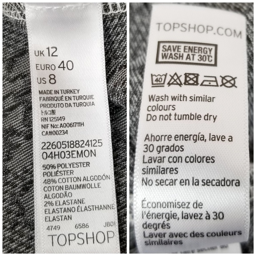 Topshop Black White Floral Print Skater Dress Sz 8 - Picture 4 of 5